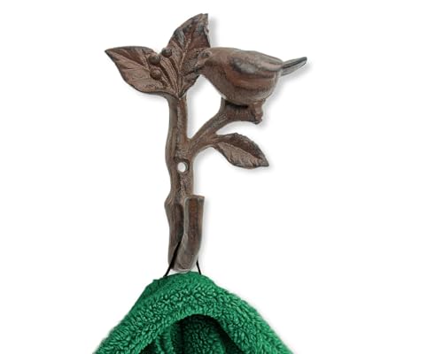 Comfify Bird On A Branch Single Wall Hook/Hanger - Metal, Heavy Duty, Rustic, Vintage, Recycled, Decorative Gift Idea - 4.75x1.8x6 - with Screws and Anchors - Rust Brown - Image 1