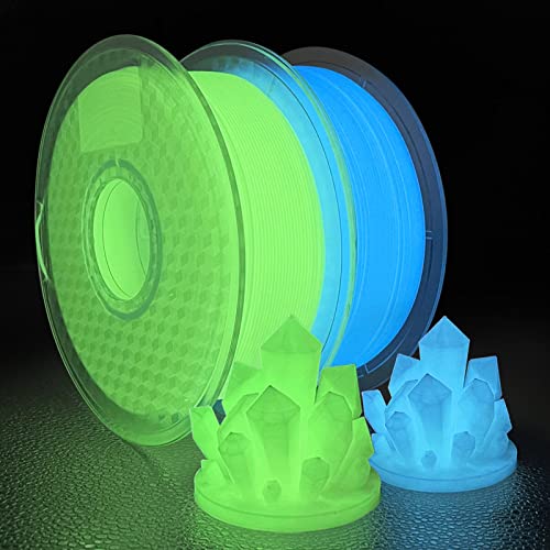 iSANMATE 3D Printer Filament, PLA Filament Glow in The Dark Green and Blue, 1.75mm Dimensional Accuracy +/- 0.03 mm, 2kg Spool - Image 1