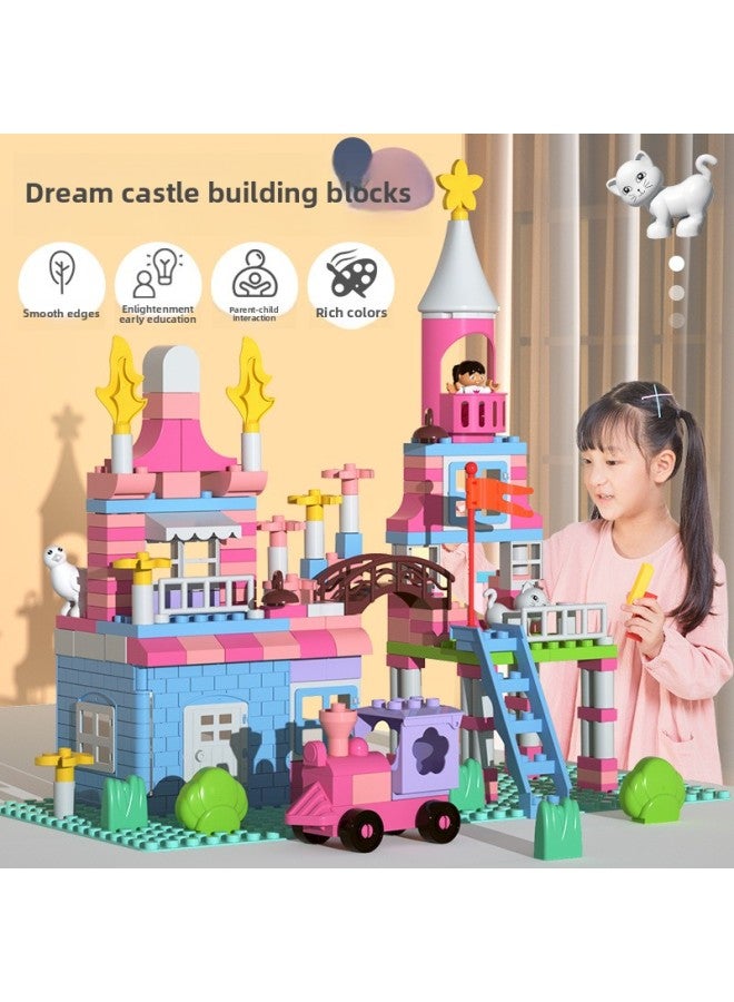 Children's Princess Castle Building Blocks Assembled Large Particles Baby Multifunctional Educational Brain Toys 3-6 Years Old Boys And Girls-Color:Castle Building Blocks 【1035-174 Granules-Storage Barrel】】 - Image 2
