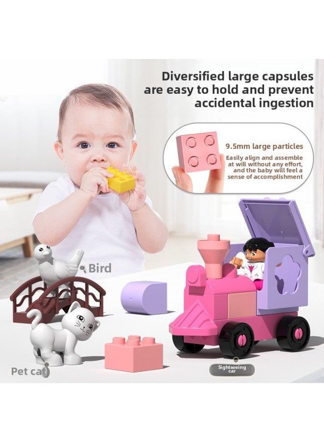 Children's Princess Castle Building Blocks Assembled Large Particles Baby Multifunctional Educational Brain Toys 3-6 Years Old Boys And Girls-Color:Castle Building Blocks 【1035-174 Granules-Storage Barrel】】 - Image 5