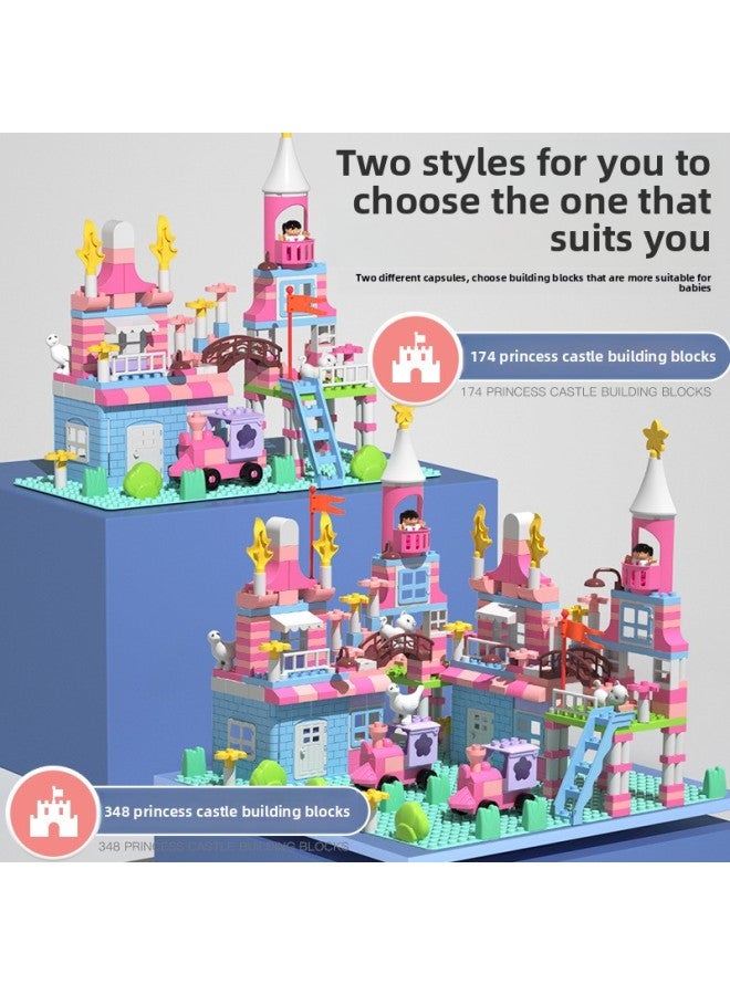 Children's Princess Castle Building Blocks Assembled Large Particles Baby Multifunctional Educational Brain Toys 3-6 Years Old Boys And Girls-Color:Castle Building Blocks 【1035-174 Granules-Storage Barrel】】 - Image 4