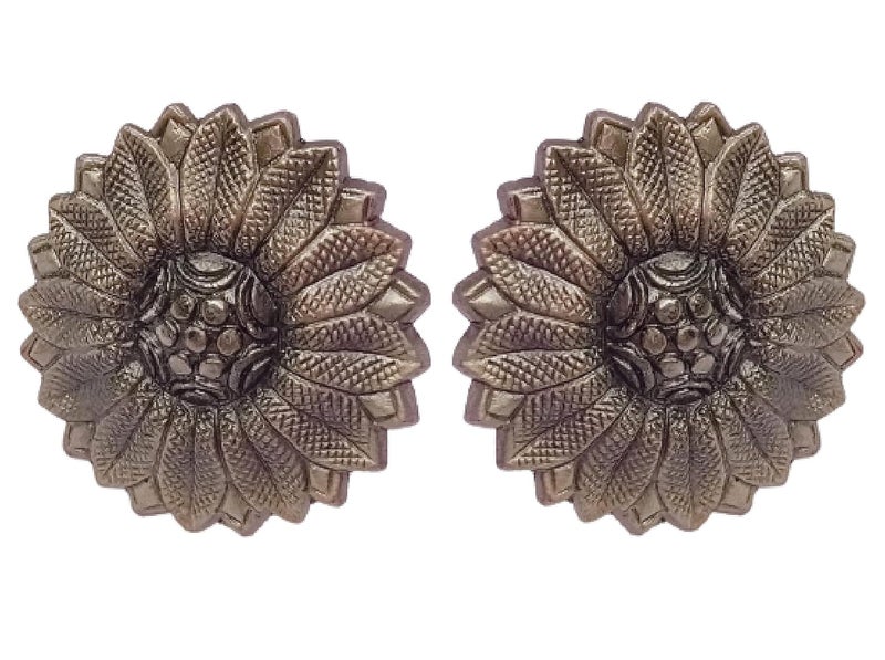 UNIQUELLA UNIQUELLA Set of 2 Pieces Antique Matte Finish Flower Shape Curtain Hold Backs Buckle Wall Hooks Coat Hangers Drapery Tiebacks Hooks Tassel Holder for Room Window Decoration Style Code F82 - Image 1