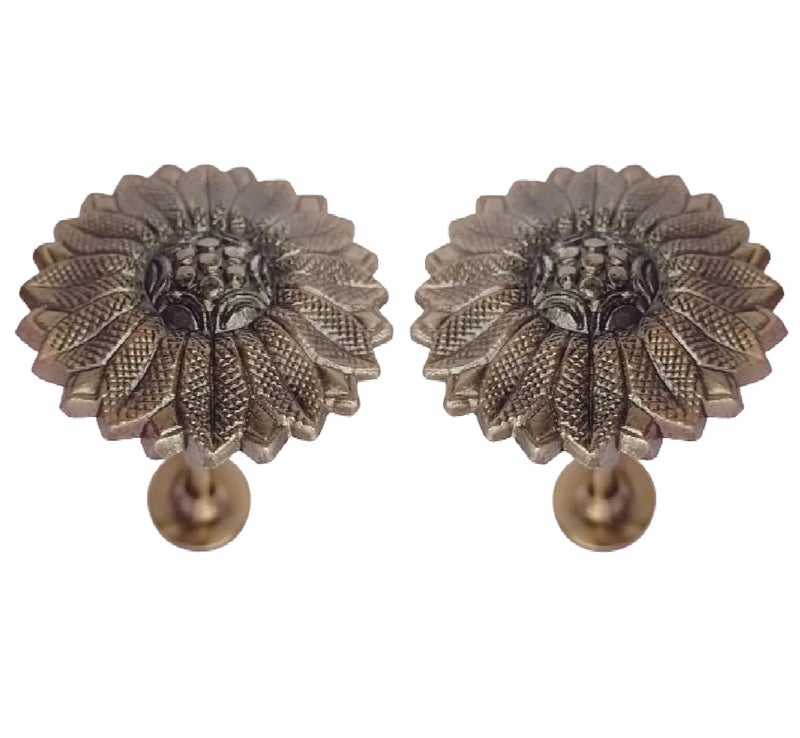 UNIQUELLA UNIQUELLA Set of 2 Pieces Antique Matte Finish Flower Shape Curtain Hold Backs Buckle Wall Hooks Coat Hangers Drapery Tiebacks Hooks Tassel Holder for Room Window Decoration Style Code F82 - Image 2