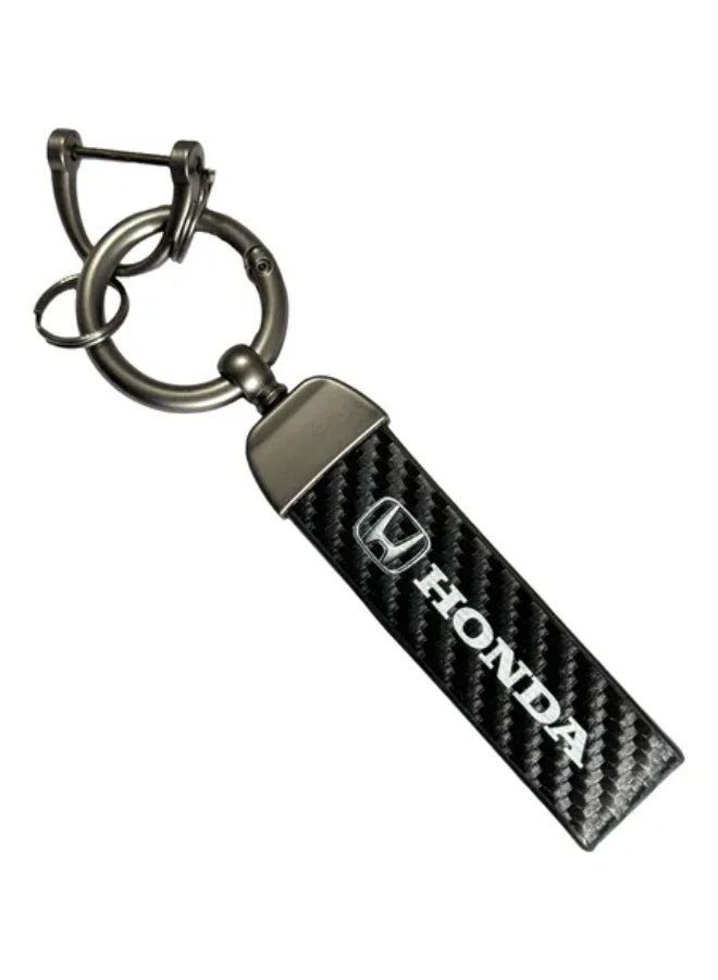 Honda Car Keychain In Carbon Fiber Leather and Zinc with Hook - Image 1