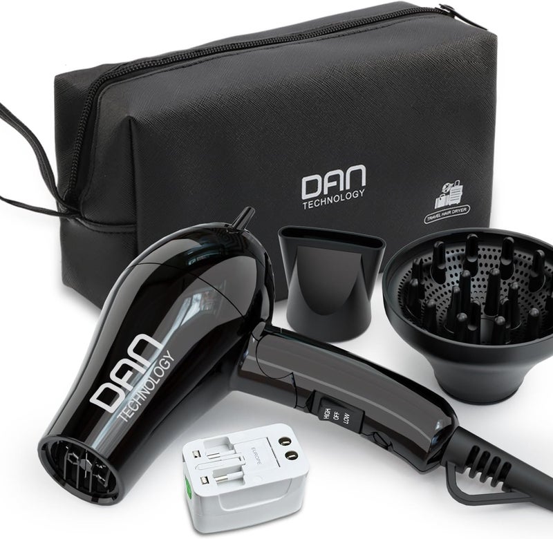 DAN Technology Auto Dual Voltage Hair DryerHair Blow DryerTravel Hair Dryer with DiffuserCompact Hair DryerHair Dryer for MenSmall Hair Dryer for Travel