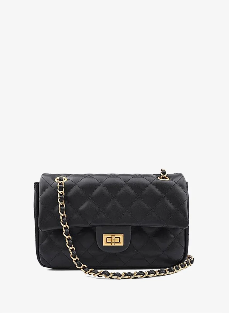 كابلي Women’s Quilted Shoulder Bag with Chain Strap and Turn-Lock Closure