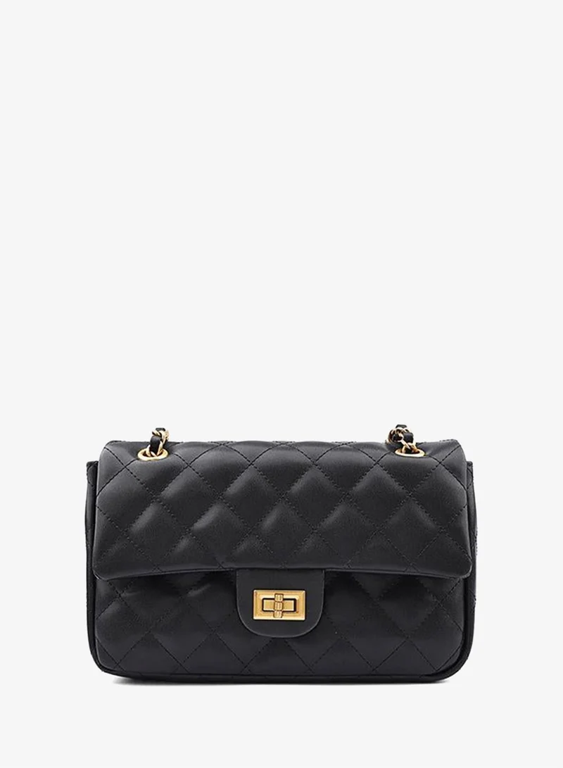 كابلي Women’s Quilted Shoulder Bag with Chain Strap and Turn-Lock Closure