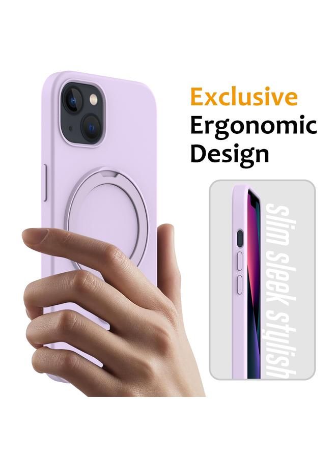 زبون جراب لهاتف iPhone 13 مصنوع من السيليكون السائل المغناطيسي MagSafe مع حامل حلقي - Image 2