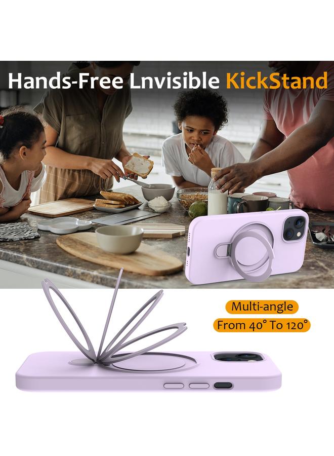 زبون جراب لهاتف iPhone 13 مصنوع من السيليكون السائل المغناطيسي MagSafe مع حامل حلقي - Image 5