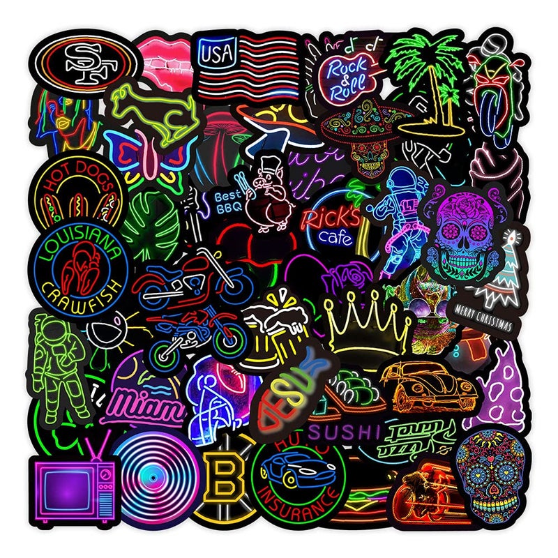 JZS 50 Pcs Waterproof Graffiti Stickers, for Cell Phones Computers Notebooks Mugs Cars Motorcycles Bicycles Decoration (Style C) - Image 1