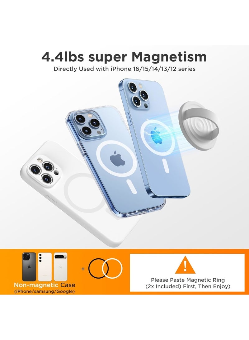 Upgraded Magnetic Phone Grip – Compatible with Mag-Safe, Silicone Removable Loop Grip, Finger Ring Holder for iPhone Pro Max/Plus/16/15/14/13/12, Back of Phone Grip (White) - Image 3