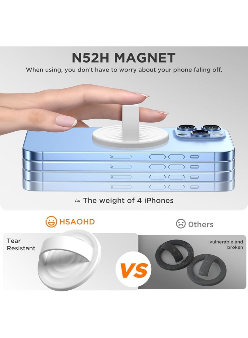 Upgraded Magnetic Phone Grip – Compatible with Mag-Safe, Silicone Removable Loop Grip, Finger Ring Holder for iPhone Pro Max/Plus/16/15/14/13/12, Back of Phone Grip (White) - Image 4