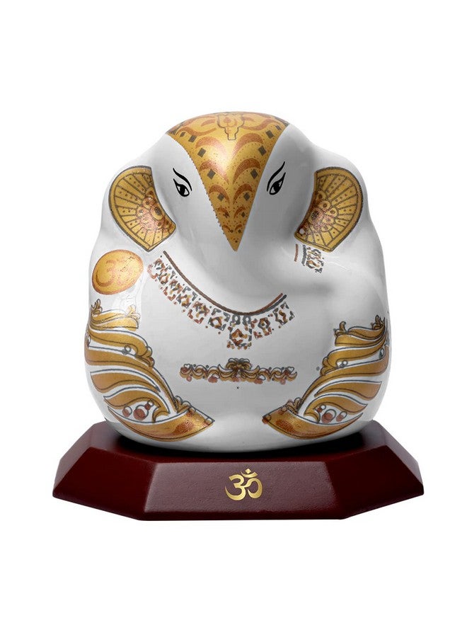 DIVINITI Lord Ganesha Ceramic Idol for Car Dashboard, Tabletop|Statue for Good Luck, Prosperity and Success|Ganpati Statue for Home Mandir, Office Desk, Puja Gift (6.2X5.5X7CM), Idol - Image 1