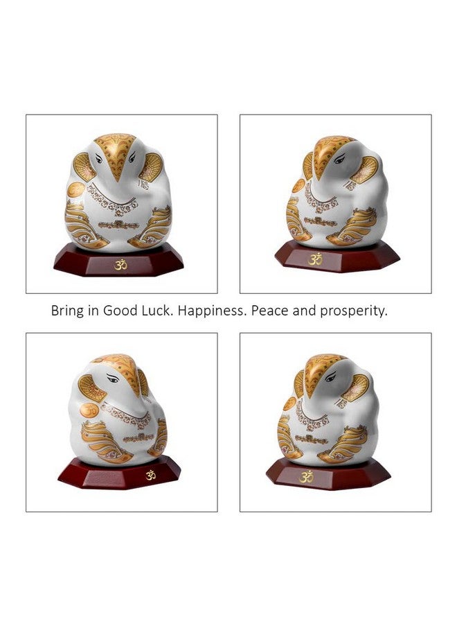 DIVINITI Lord Ganesha Ceramic Idol for Car Dashboard, Tabletop|Statue for Good Luck, Prosperity and Success|Ganpati Statue for Home Mandir, Office Desk, Puja Gift (6.2X5.5X7CM), Idol - Image 2