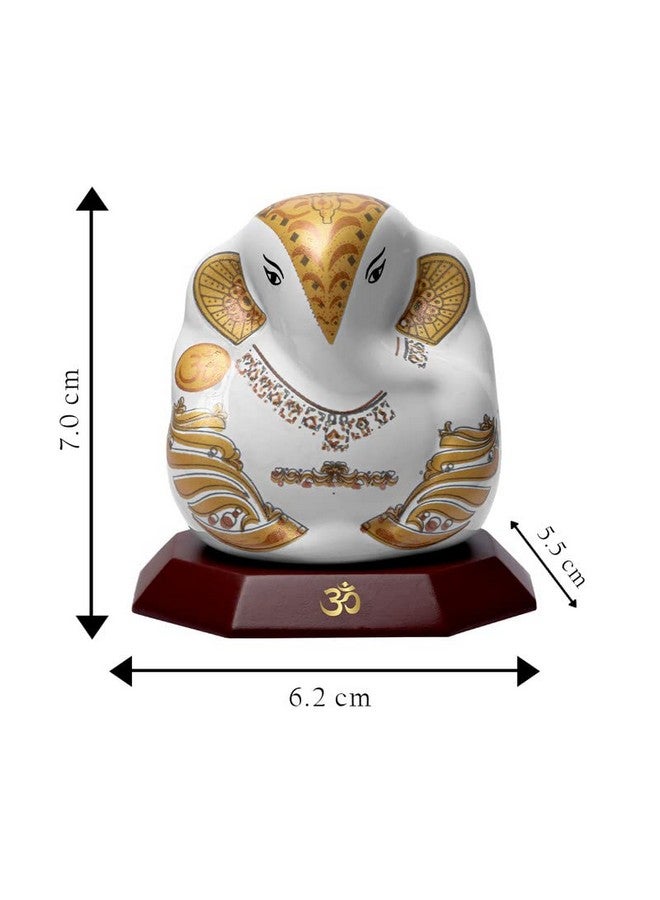 DIVINITI Lord Ganesha Ceramic Idol for Car Dashboard, Tabletop|Statue for Good Luck, Prosperity and Success|Ganpati Statue for Home Mandir, Office Desk, Puja Gift (6.2X5.5X7CM), Idol - Image 3