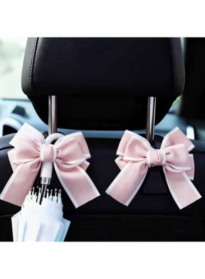 COYO 2 Pack Car Purse Hooks, Cute Bow Car Seat Headrest Hook Hanger for Purses and Bags, Space-Saving Car Accessory (pink) - Image 3