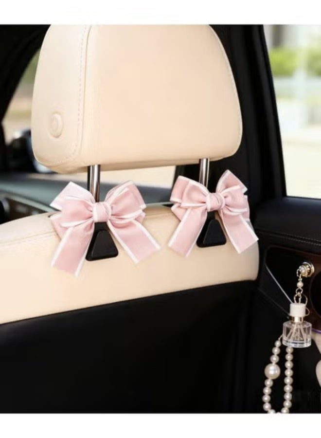 COYO 2 Pack Car Purse Hooks, Cute Bow Car Seat Headrest Hook Hanger for Purses and Bags, Space-Saving Car Accessory (pink) - Image 4