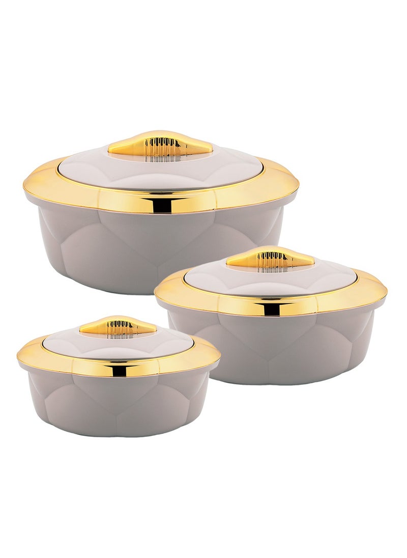 AXIS Allure 3pcs Casserole Set  Stainless Steel Inner Casing Beige Color - 1.2L,2.2L,3.2L  - Image 1
