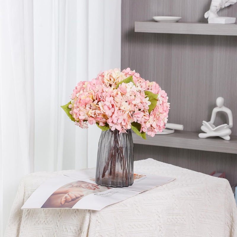 Kimura's Cabin 6pcs Fake Pink Flowers Artificial Silk Hydrangea Flowers Bouquets Faux Hydrangea Stems for Home Table Centerpieces Wedding Party Decoration(Pink  Pack of 6) - Image 3