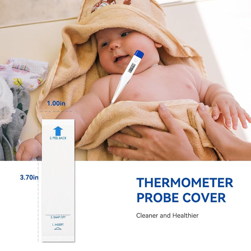 Berrcom أغطية مجسات ترمومتر رقمية قابلة للتصرف مجموعة من 100 غطاء لمجسات ترمومتر فموي ومستقيم أغطية ترمومتر عالمية للبالغين والأطفال - Image 4