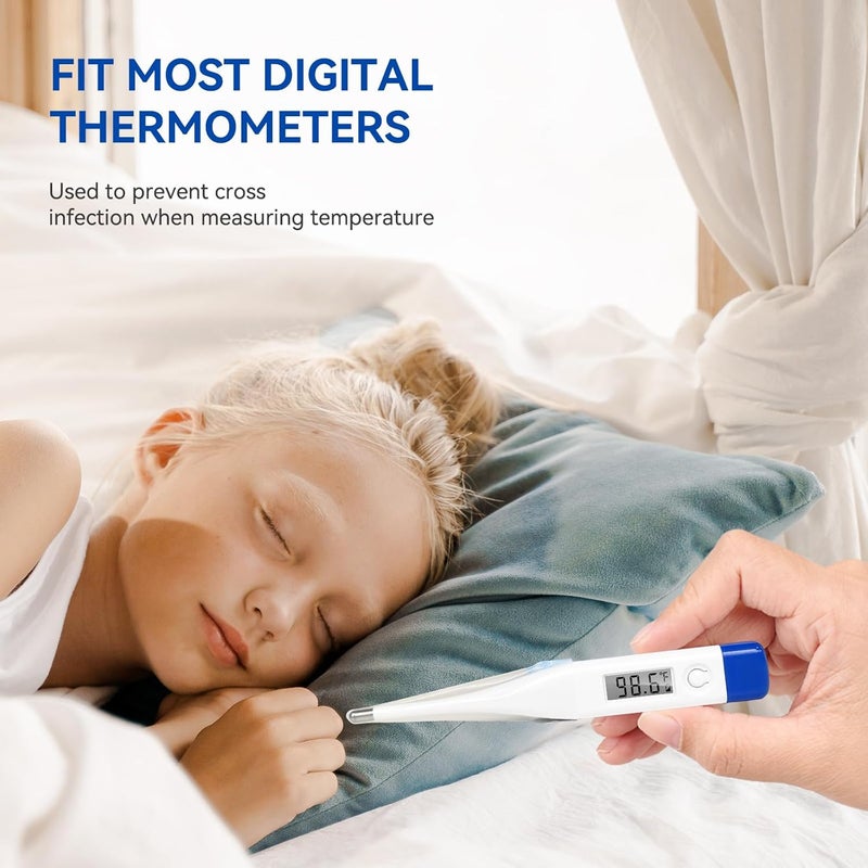 Berrcom أغطية مجسات ترمومتر رقمية قابلة للتصرف مجموعة من 100 غطاء لمجسات ترمومتر فموي ومستقيم أغطية ترمومتر عالمية للبالغين والأطفال - Image 2