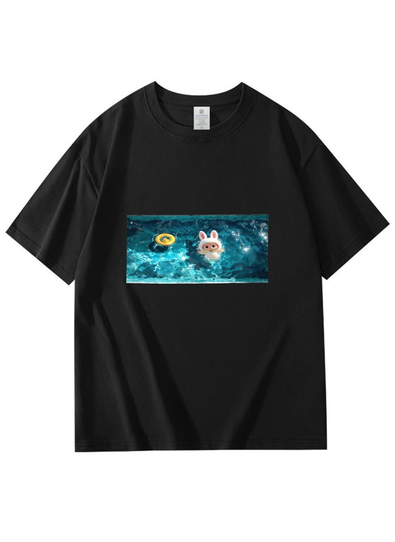 NIBEMINENT Labubu Printed Cotton Short Sleeves T-Shirt 