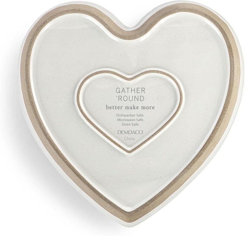 DEMDACO Gather Round Collection Made With Love White Heart 95 x 95 Stoneware Serving Pie Pan Dish - Image 5