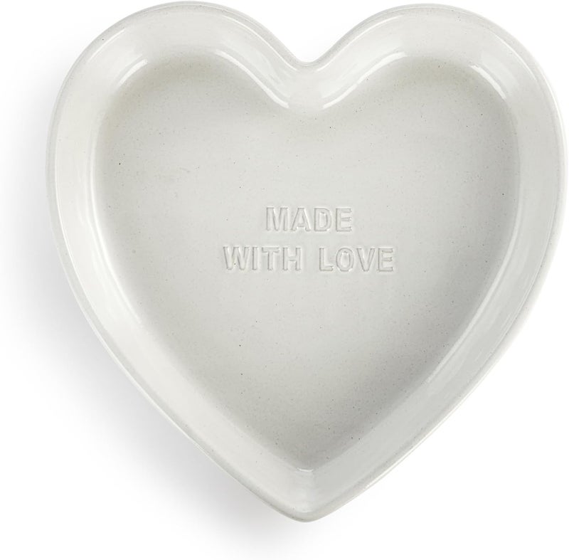 DEMDACO Gather Round Collection Made With Love White Heart 95 x 95 Stoneware Serving Pie Pan Dish - Image 3