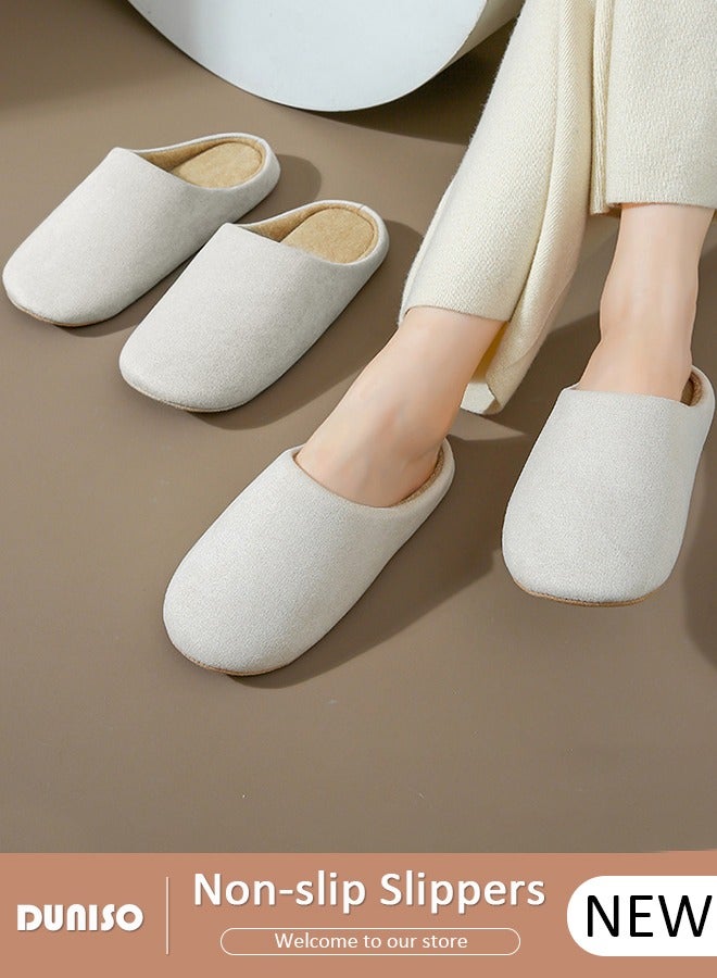 DUNISO Non-slip Slippers for Men and Women, Comfort Knitted Cotton Slippers, High Resilience Home Slippers, Soft Lightweight Slippers, Washable Flat Slippers, Household Slippers for Indoor & Outdoor  - Image 1