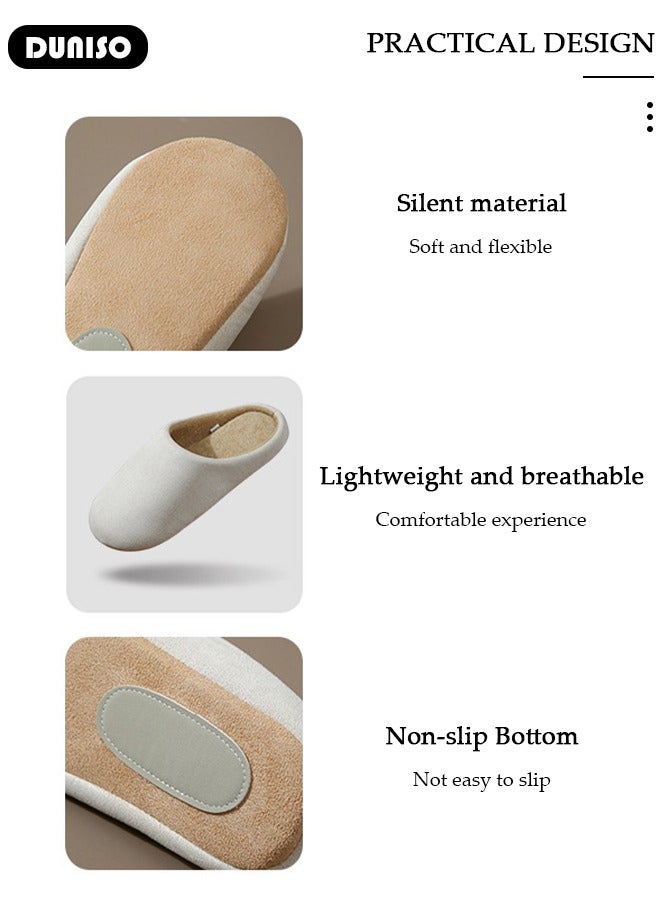 DUNISO Non-slip Slippers for Men and Women, Comfort Knitted Cotton Slippers, High Resilience Home Slippers, Soft Lightweight Slippers, Washable Flat Slippers, Household Slippers for Indoor & Outdoor  - Image 2