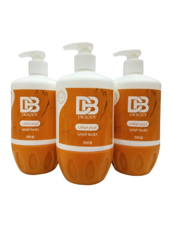 DR.BODY 3 Pieces Thai Moisturizing Skin Cream with Papaya Extract for Face Hand and Body Care 500 Grams - Image 1