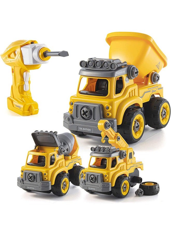 Top Race Top Race 3-in-1 Construction Toys - Easy Assembly Take Apart Construction Trucks with Remote Control and Drill - 3 Building Models for Kids Ages 3 and Up - Ideal for Indoor and Outdoor Play  - Image 1