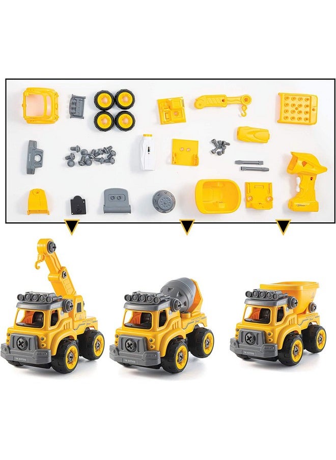 Top Race Top Race 3-in-1 Construction Toys - Easy Assembly Take Apart Construction Trucks with Remote Control and Drill - 3 Building Models for Kids Ages 3 and Up - Ideal for Indoor and Outdoor Play  - Image 4