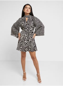 French Connection Tie Detailed Pleated Dress  - Image 4