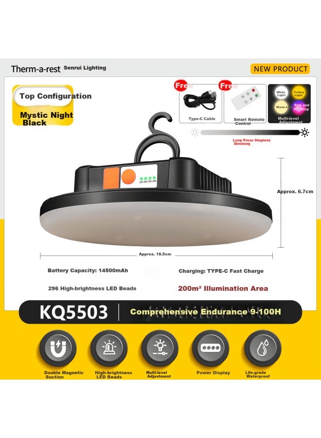 Thermarest Camping Lantern Outdoor Super Bright Long Battery Life Rechargeable Flashlight Strong Light Night Market Stall Power Outage Emergency Tent Light - Image 1
