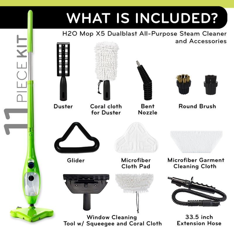 H2O X5 Steam Mop 5-in-1 DualBlast and Handheld Steamer Cleaner For Kitchen Tile Floors, Floor Steamer, Hardwood Floors, Grout Cleaner, Upholstery Cleaner and Carpets - Image 2
