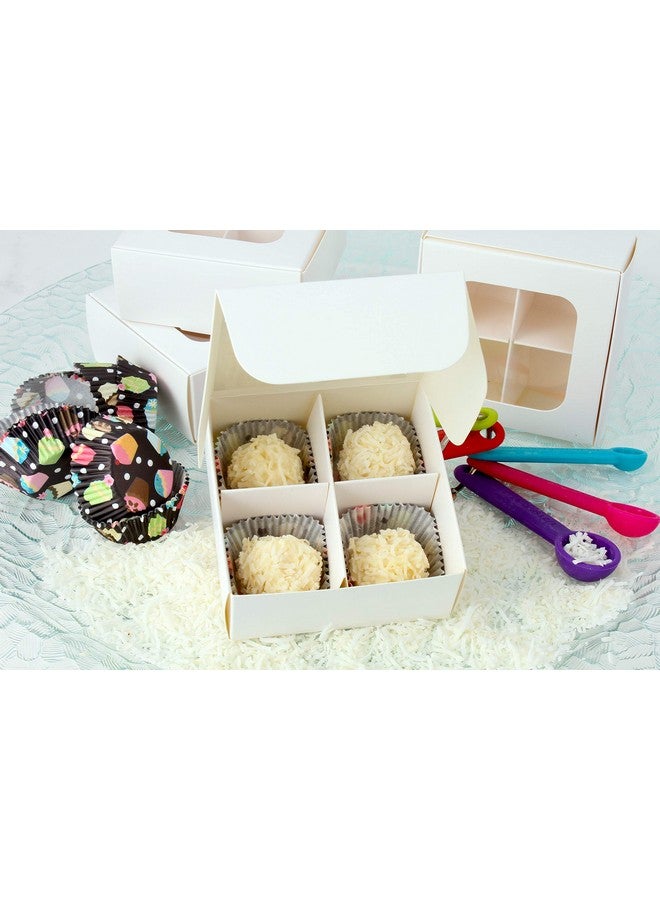 Gretel Mini Treat Boxes With Window And Dividers Extra Small Four Compartment Candy And Truffle Boxes Packaging For Homemade Chocolates And Candies 3.5 X 3.5 X 1.57 Inches | Pack Of 20 (White) - Image 5