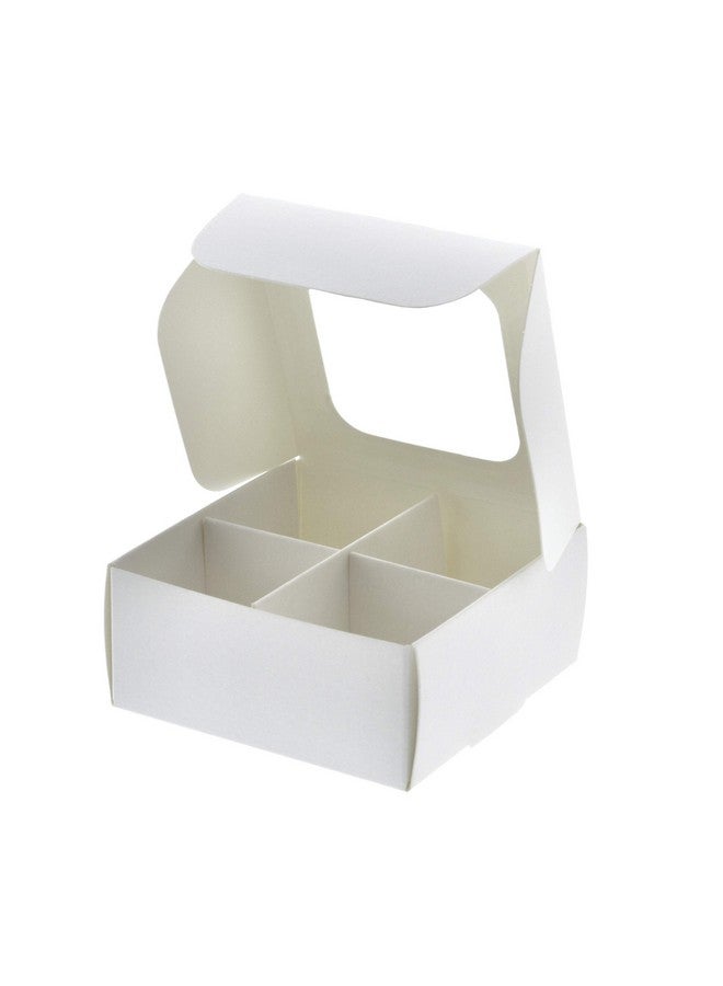 Gretel Mini Treat Boxes With Window And Dividers Extra Small Four Compartment Candy And Truffle Boxes Packaging For Homemade Chocolates And Candies 3.5 X 3.5 X 1.57 Inches | Pack Of 20 (White) - Image 4
