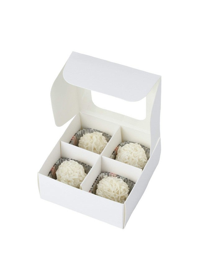 Gretel Mini Treat Boxes With Window And Dividers Extra Small Four Compartment Candy And Truffle Boxes Packaging For Homemade Chocolates And Candies 3.5 X 3.5 X 1.57 Inches | Pack Of 20 (White) - Image 3