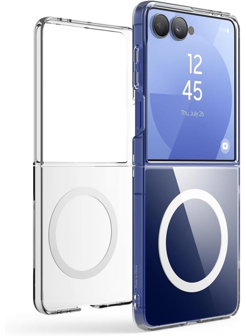 Muzz Magnetic for Samsung Galaxy Z Flip 7 Case, Transparent Not Yellowing,TPU Edge Hard PC Back, Ultra-Thin Anti-Scratches, Support Wireless Charging, Phone Cover for Samsung Galaxy Z Flip7 2025, Clear - Image 1