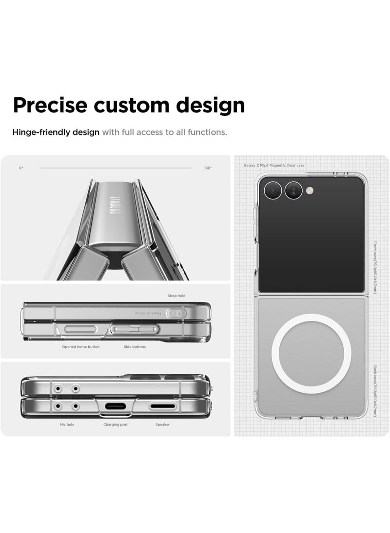 Muzz Magnetic for Samsung Galaxy Z Flip 7 Case, Transparent Not Yellowing,TPU Edge Hard PC Back, Ultra-Thin Anti-Scratches, Support Wireless Charging, Phone Cover for Samsung Galaxy Z Flip7 2025, Clear - Image 4