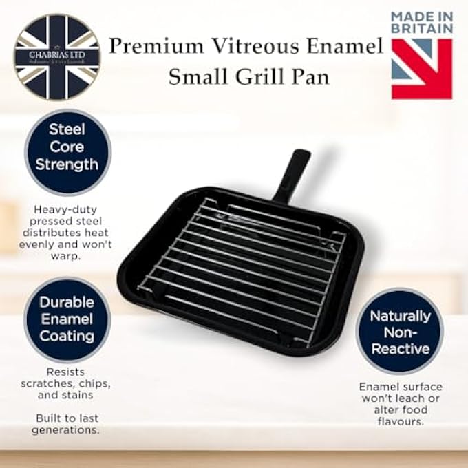 Samuel Groves 28Cm Vitreous Enamel Grill Pan  Handle Wire Rack Made In England By Chabrias Ltd - Image 3