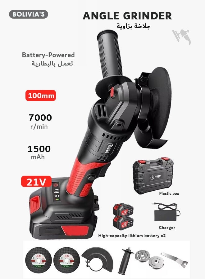 Bolivia's Angle Grinder,Cordless Grinder,Grinding Wheel 3 inches/76 mm,Power Tool,Grinder Tool,Handheld Cutter Comes with 2 batteries and Gloves、2cutting discs - Image 1