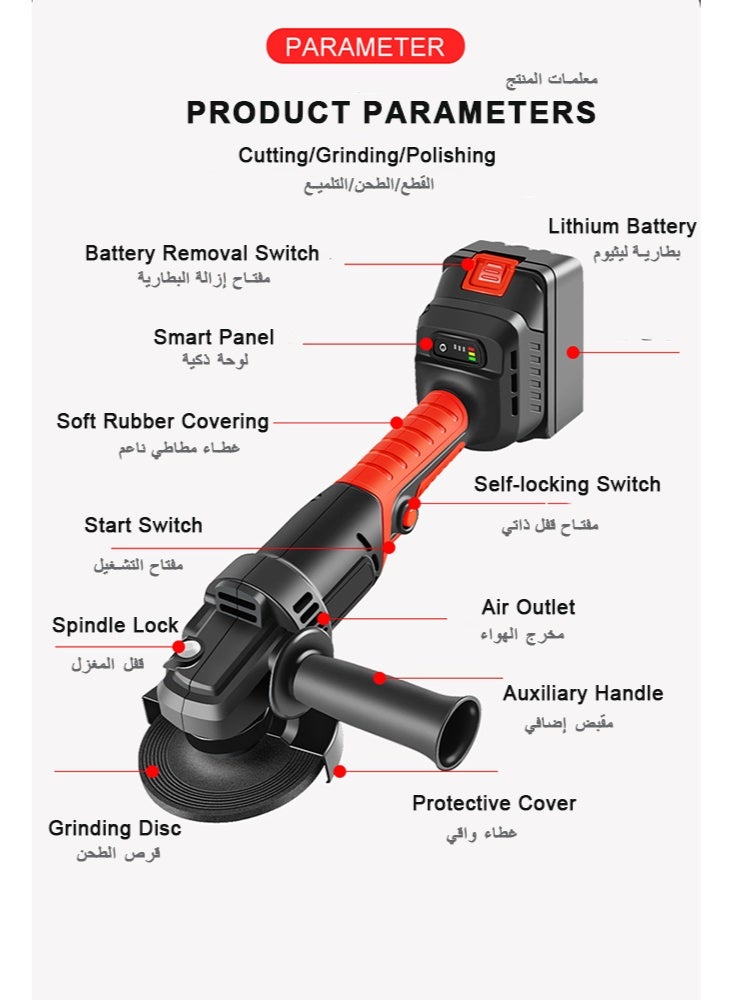 Bolivia's Angle Grinder,Cordless Grinder,Grinding Wheel 3 inches/76 mm,Power Tool,Grinder Tool,Handheld Cutter Comes with 2 batteries and Gloves、2cutting discs - Image 2