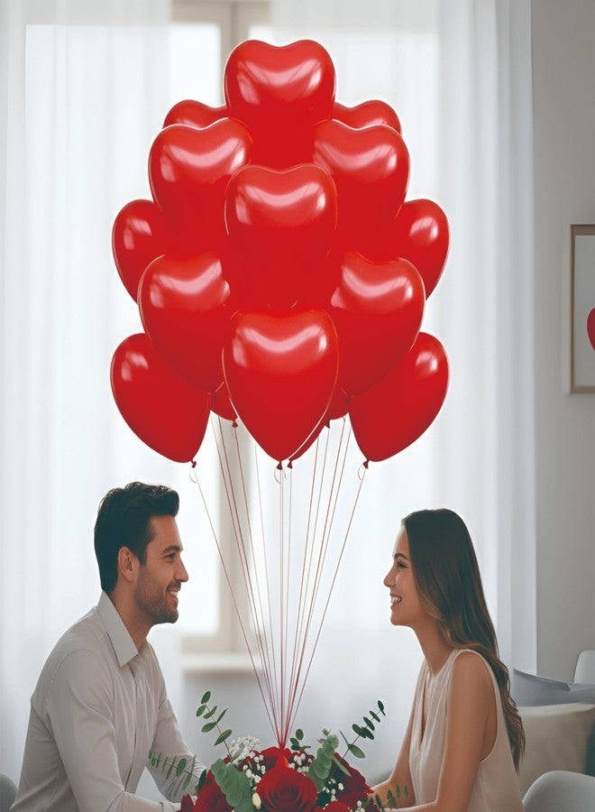 YOURS DECOR بالونات لاتكس حمراء على شكل قلب من يورز ديكور، زينة عيد الحب، بالونات حب للزينة، بالونات عيد ميلاد، عبوة من 10 قطع - Image 4