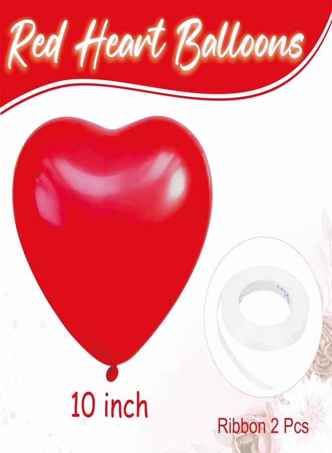 YOURS DECOR بالونات لاتكس حمراء على شكل قلب من يورز ديكور، زينة عيد الحب، بالونات حب للزينة، بالونات عيد ميلاد، عبوة من 10 قطع - Image 2