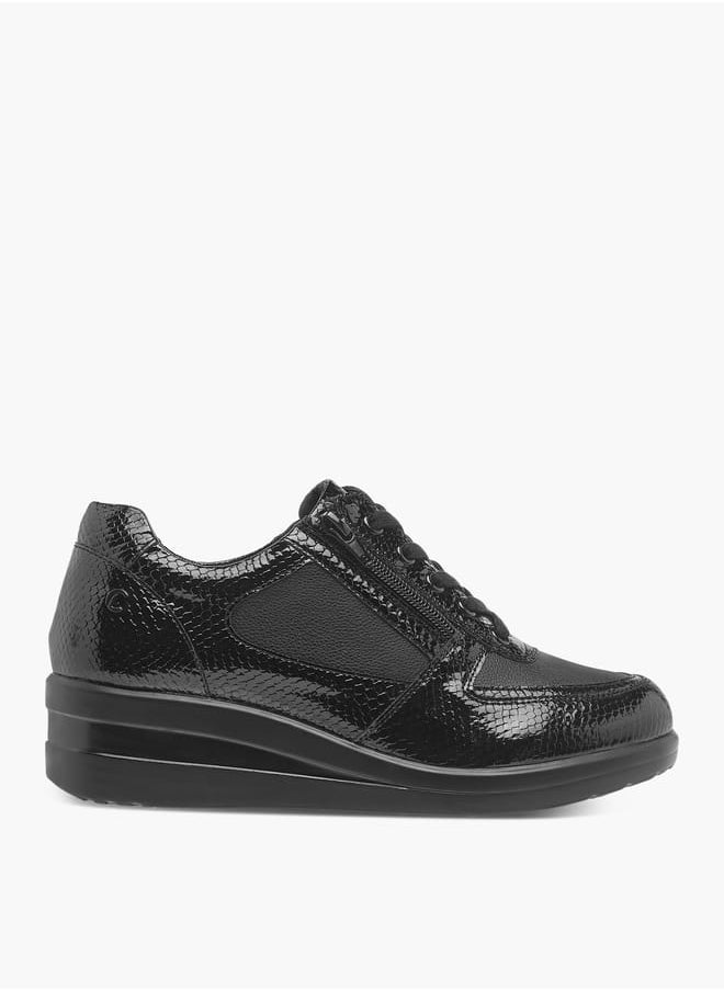 Le Confort Women Panelled Wedge Heeled Sneakers with Lace-Up Closure  - Image 3