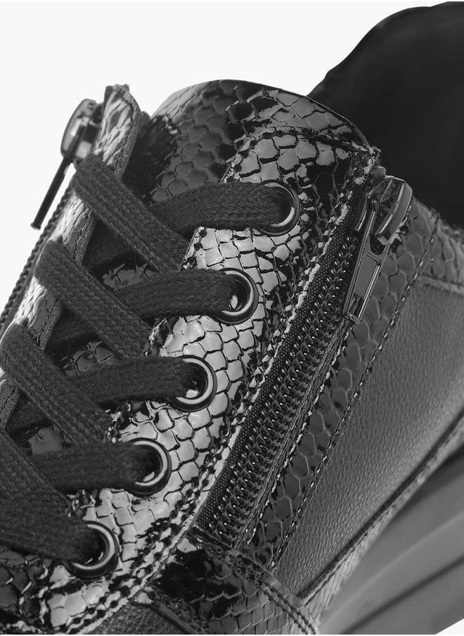 Le Confort Women Panelled Wedge Heeled Sneakers with Lace-Up Closure  - Image 4
