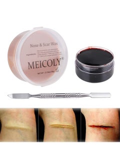 MEICOLY 3pcs SFX Special Effects Makeup Kit,Scar Wax Fake Scar Modeling Wax for Fake Scar and Wound with Spatula (1.67Oz),Fake Blood Scab Coagulated Blood Gel(1.06Oz),Halloween Cosplay Makeup,Dark - pzsku/Z8B2B468A5A0C735AF3DFZ/45/_/1732711289/5e96a75e-be41-48ed-92bf-e22549278446