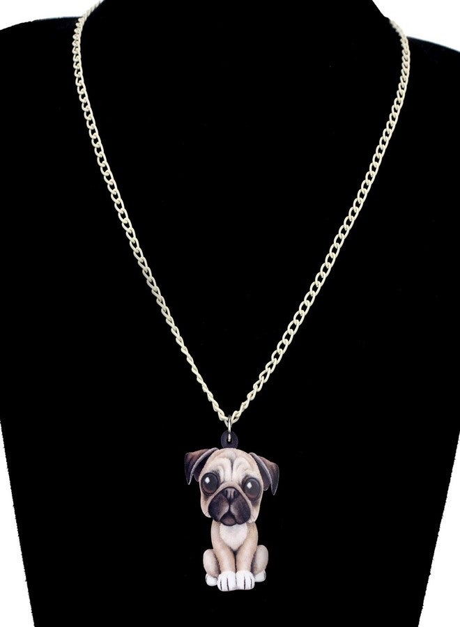 DUOWEI Acrylic Cute French Bulldog Pug Dog Jewelry Sets Earrings Necklace Pets Gifts for Women (Beige Pug) - Image 2